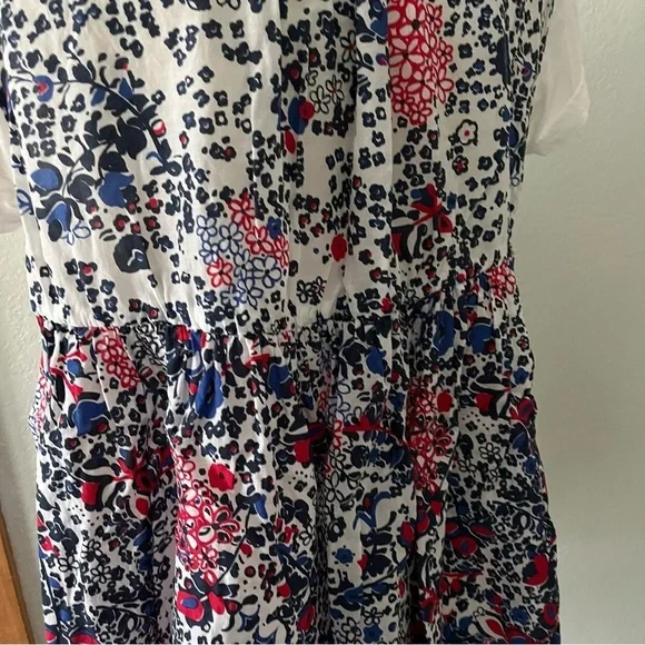 SOLD SACAI sz 2 S WHITE Linen Tee Flare Back Floral Print Short Sleeve Tshirt - Picture 5 of 12